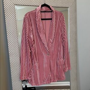 Pink Velvet Textured Blazer